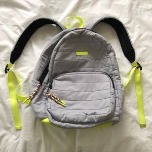 Small neon green grey backpack